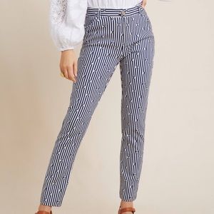 NWT Anthropologie Essential Slim Blue White Pants